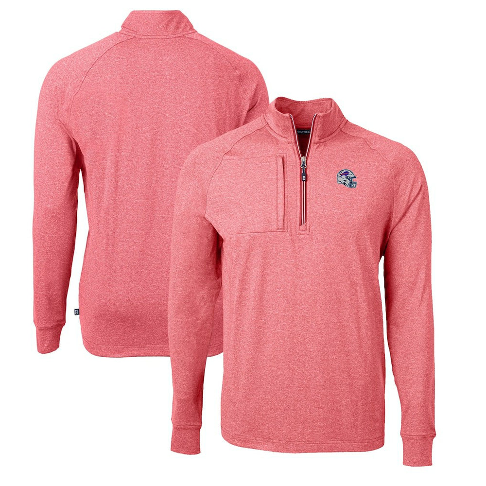 Buffalo Bills Cutter & Buck Big & Tall Adapt Eco Raglan Quarter-Zip Jacket - Heather Red - NFL