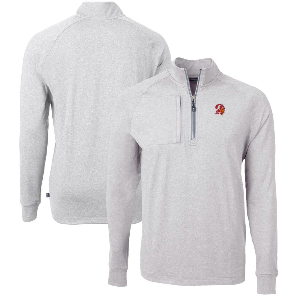 Tampa Bay Buccaneers Cutter & Buck Big & Tall Adapt Eco Raglan Quarter-Zip Jacket - Heather Gray - NFL