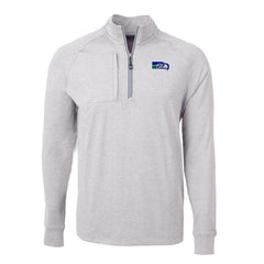 Seattle Seahawks Cutter & Buck Big & Tall Adapt Eco Raglan Quarter-Zip Jacket - Heather Gray - NFL