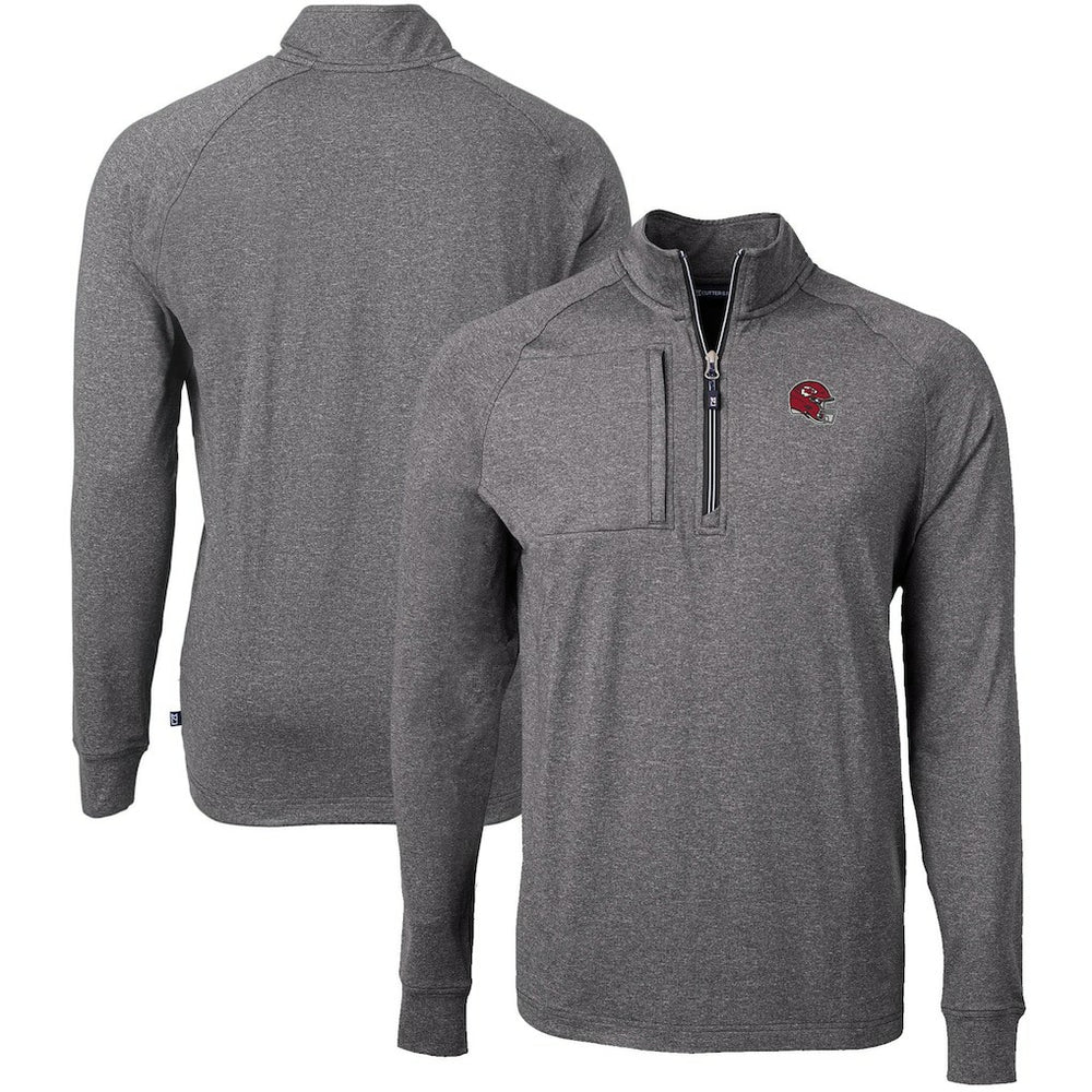 Kansas City Chiefs Cutter & Buck Big & Tall Adapt Eco Raglan Quarter-Zip Jacket - Heather Black - NFL
