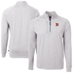 Denver Broncos Cutter & Buck Big & Tall Adapt Eco Raglan Quarter-Zip Jacket - Heather Gray - NFL