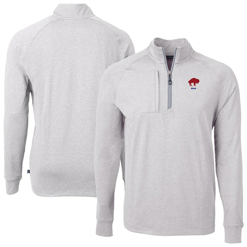 Buffalo Bills Cutter & Buck Big & Tall Adapt Eco Raglan Quarter-Zip Jacket - Heather Gray - NFL