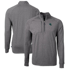 Philadelphia Eagles Cutter & Buck Big & Tall Adapt Eco Raglan Quarter-Zip Jacket - Heather Black - NFL