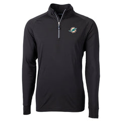 Miami Dolphins Cutter & Buck Big & Tall Adapt Eco DryTec Raglan Quarter-Zip Jacket - Black - NFL