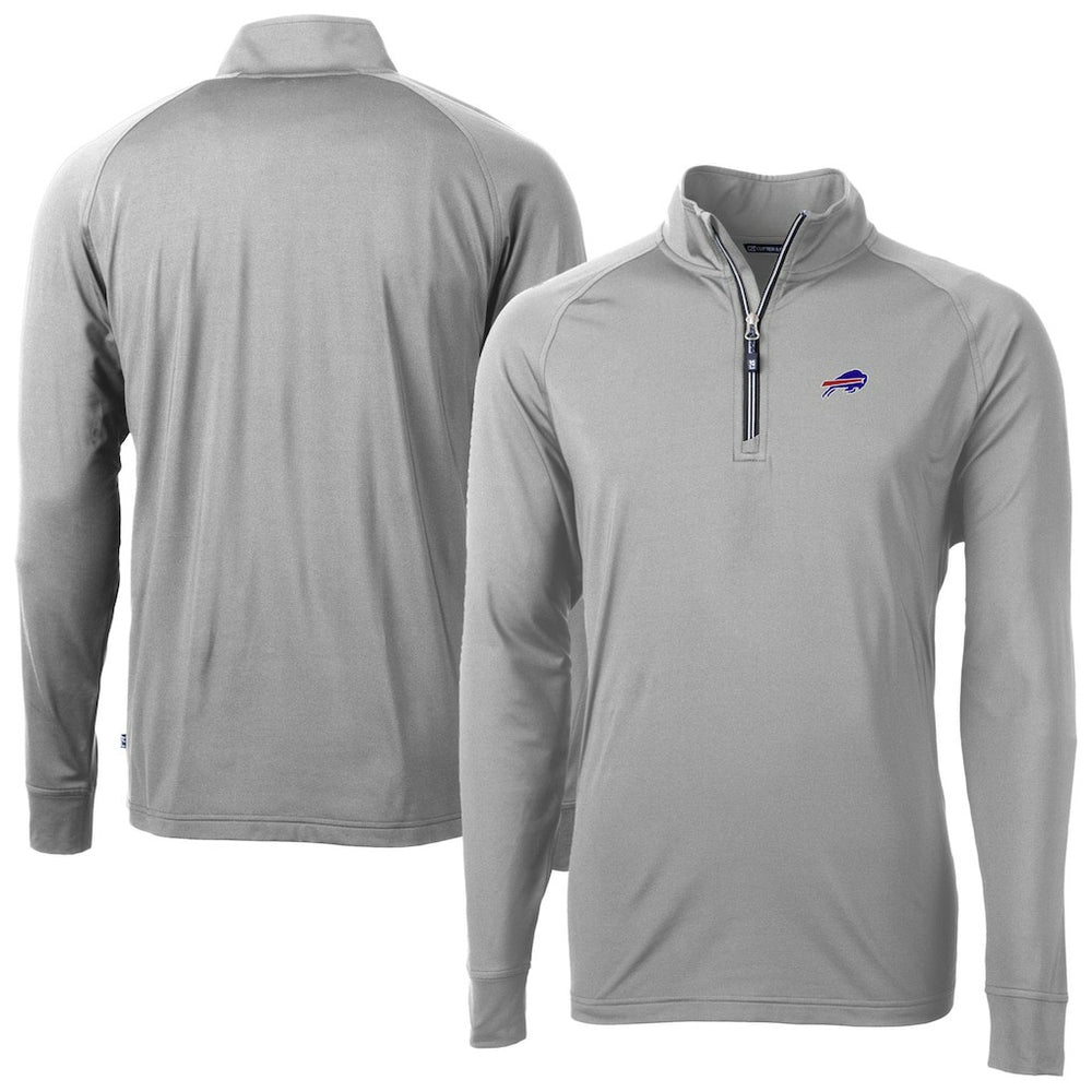 Buffalo Bills Cutter & Buck Big & Tall Adapt Eco DryTec Raglan Quarter-Zip Jacket - Gray - NFL