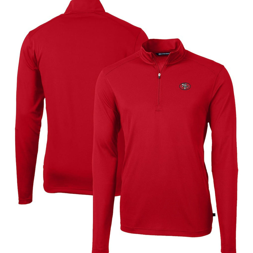 San Francisco 49ers Cutter & Buck Big & Tall Virtue Eco Pique Quarter-Zip Jacket - Scarlet - NFL