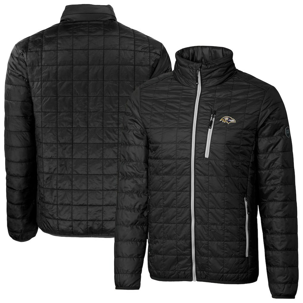 Baltimore Ravens Cutter & Buck Big & Tall Rainier PrimaLoft Eco Insulated Full-Zip Hoodie Puffer Jacket - Black - NFL