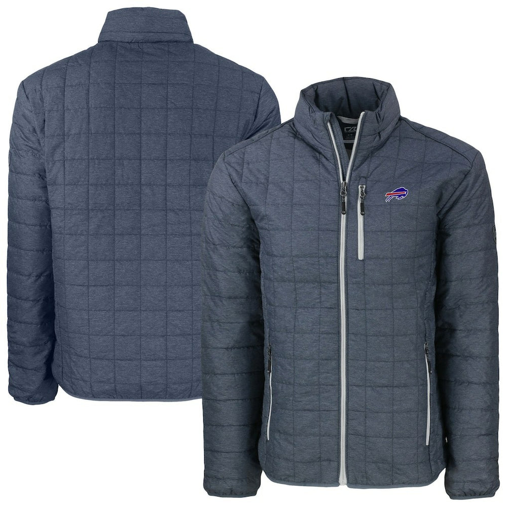 Buffalo Bills Cutter & Buck Big & Tall Rainier PrimaLoft Eco Insulated Full-Zip Hoodie Puffer Jacket - Charcoal - NFL