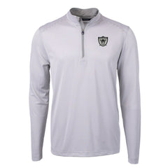 Las Vegas Raiders Cutter & Buck Big & Tall Virtue Eco Pique Micro Stripe Tri-Blend Quarter-Zip Jacket - Gray - NFL
