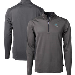 Detroit Lions Cutter & Buck Big & Tall Virtue Eco Pique Micro Stripe Tri-Blend Quarter-Zip Jacket - Black - NFL