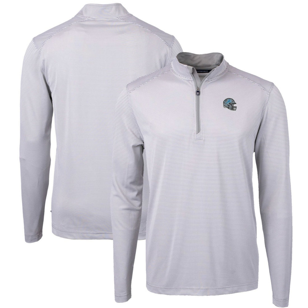 Detroit Lions Cutter & Buck Big & Tall Virtue Eco Pique Micro Stripe Tri-Blend Quarter-Zip Jacket - Gray - NFL