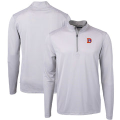 Denver Broncos Cutter & Buck Big & Tall Virtue Eco Pique Micro Stripe Tri-Blend Quarter-Zip Jacket - Gray - NFL