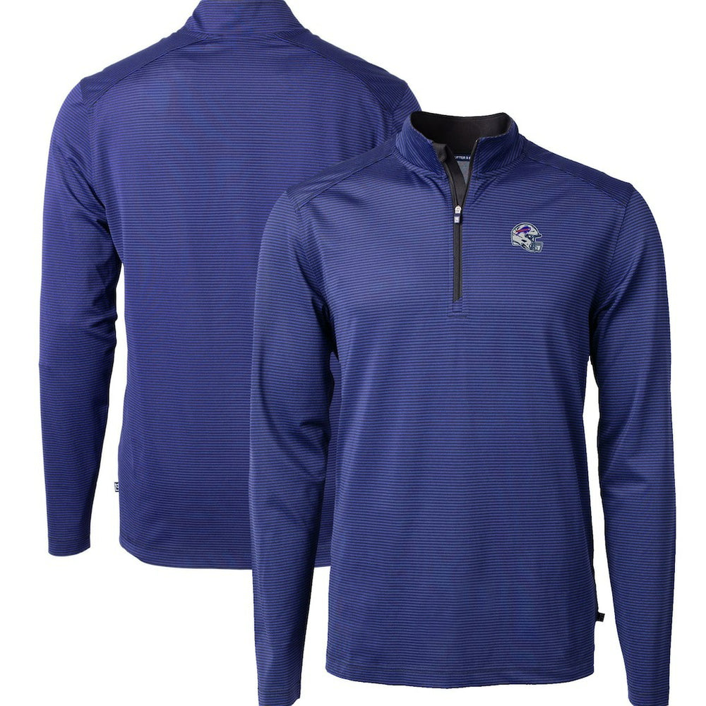 Buffalo Bills Cutter & Buck Big & Tall Virtue Eco Pique Micro Stripe Tri-Blend Quarter-Zip Jacket - Royal - NFL