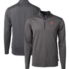 Tampa Bay Buccaneers Cutter & Buck Big & Tall Virtue Eco Pique Micro Stripe Tri-Blend Quarter-Zip Jacket - Black - NFL