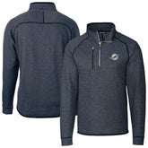 Miami Dolphins Cutter & Buck Big & Tall Mainsail Sweater-Knit Half-Zip Jacket - Heather Navy - NFL