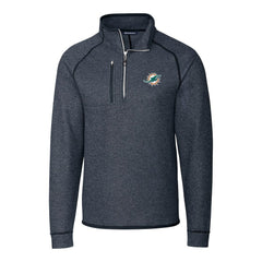 Miami Dolphins Cutter & Buck Big & Tall Mainsail Sweater-Knit Half-Zip Jacket - Heather Navy - NFL