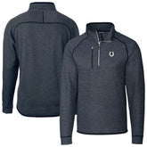 Indianapolis Colts Cutter & Buck Big & Tall Mainsail Sweater-Knit Half-Zip Jacket - Heather Navy - NFL