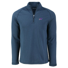 Buffalo Bills Cutter & Buck Peshastin Eco Fleece Tri-Blend Raglan Recycled Quarter-Zip Jacket - Heather Navy - NFL