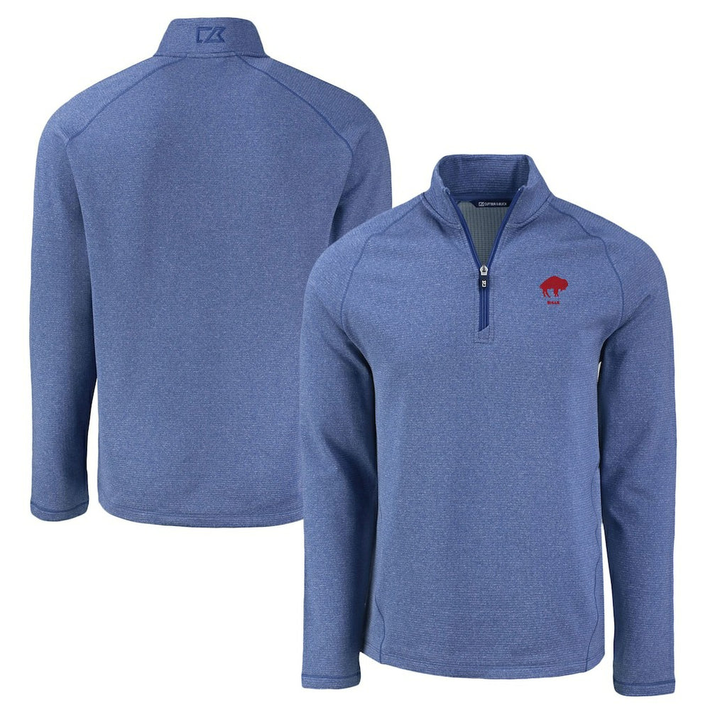Buffalo Bills Cutter & Buck Peshastin Eco Fleece Tri-Blend Raglan Recycled Quarter-Zip Jacket - Heather Royal - NFL