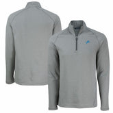 Detroit Lions Cutter & Buck Peshastin Eco Fleece Tri-Blend Raglan Recycled Quarter-Zip Jacket - Heather Gray - NFL