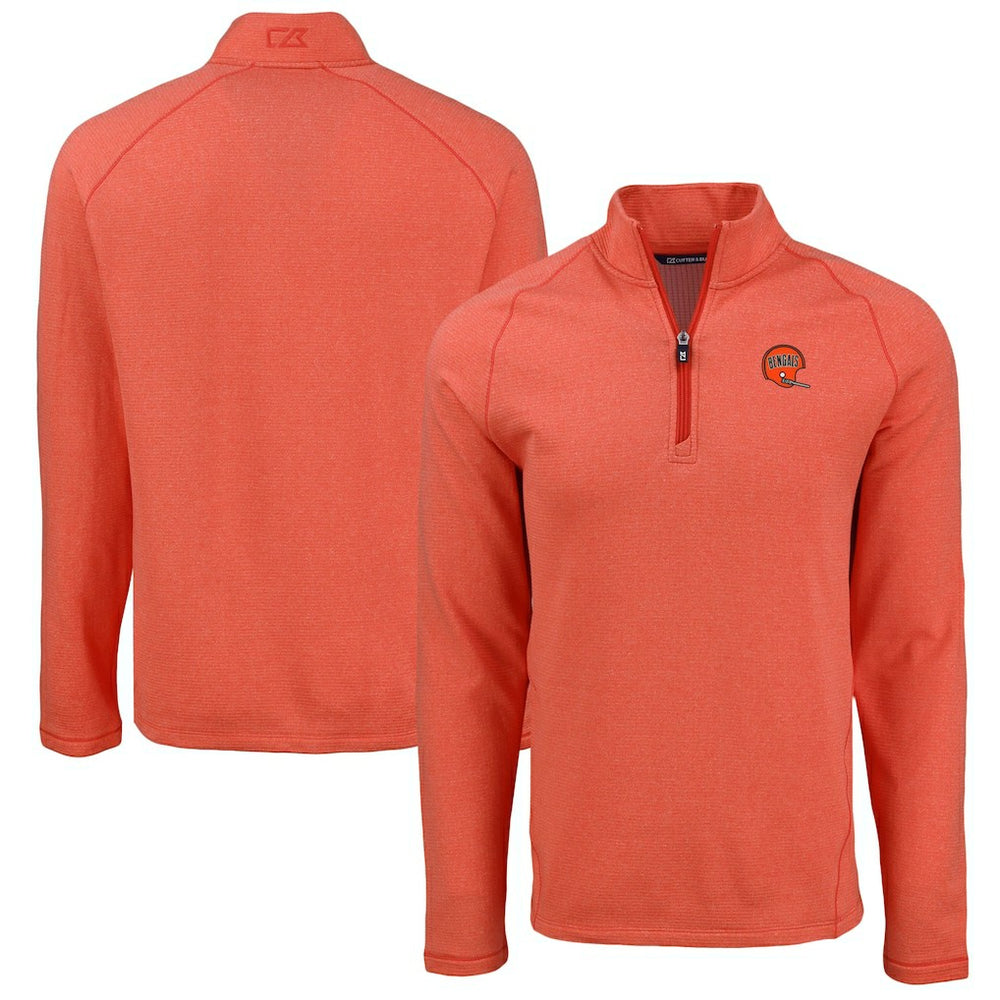 Cincinnati Bengals Cutter & Buck Peshastin Eco Fleece Tri-Blend Raglan Recycled Quarter-Zip Jacket - Heather Orange - NFL