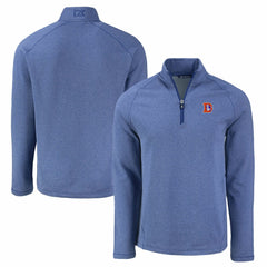 Denver Broncos Cutter & Buck Peshastin Eco Fleece Tri-Blend Raglan Recycled Quarter-Zip Jacket - Heather Royal - NFL