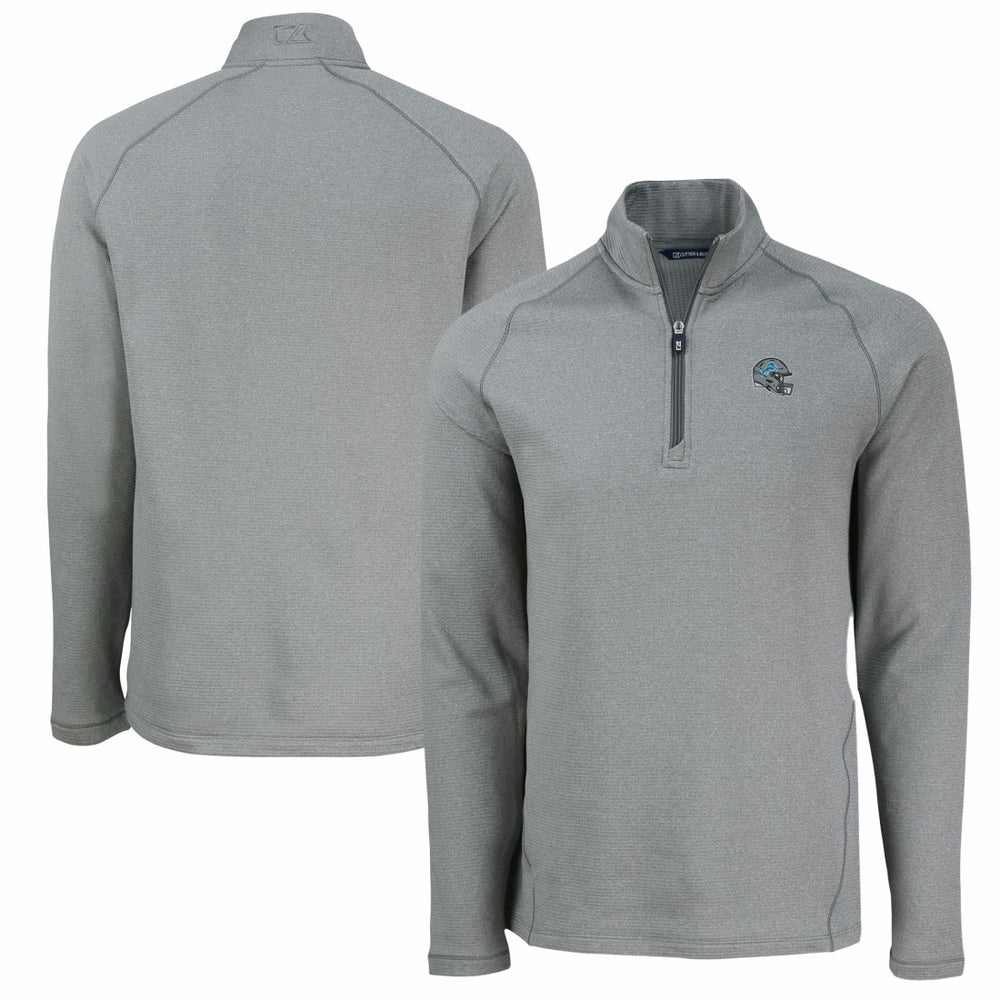 Detroit Lions Cutter & Buck Peshastin Eco Fleece Tri-Blend Raglan Recycled Quarter-Zip Jacket - Heather Gray - NFL
