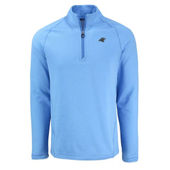 Carolina Panthers Cutter & Buck Peshastin Eco Fleece Tri-Blend Raglan Recycled Quarter-Zip Jacket - Heather Blue - NFL