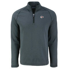 Kansas City Chiefs Cutter & Buck Peshastin Eco Fleece Tri-Blend Raglan Recycled Quarter-Zip Jacket - Heather Black - NFL