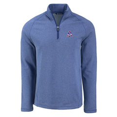 New England Patriots Cutter & Buck Peshastin Eco Fleece Tri-Blend Raglan Recycled Quarter-Zip Jacket - Heather Royal - NFL