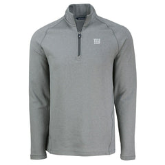New York Giants Cutter & Buck Peshastin Eco Fleece Tri-Blend Raglan Recycled Quarter-Zip Jacket - Heather Gray - NFL