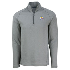 Pittsburgh Steelers Cutter & Buck Peshastin Eco Fleece Tri-Blend Raglan Recycled Quarter-Zip Jacket - Heather Gray - NFL