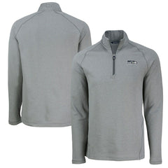 Seattle Seahawks Cutter & Buck Peshastin Eco Fleece Tri-Blend Raglan Recycled Quarter-Zip Jacket - Heather Gray - NFL