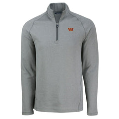 Washington Commanders Cutter & Buck Peshastin Eco Fleece Tri-Blend Raglan Recycled Quarter-Zip Jacket - Heather Gray - NFL