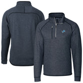 Detroit Lions Cutter & Buck Big & Tall Mainsail Sweater-Knit Raglan Half-Zip Jacket - Heather Navy - NFL