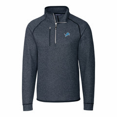 Detroit Lions Cutter & Buck Big & Tall Mainsail Sweater-Knit Raglan Half-Zip Jacket - Heather Navy - NFL