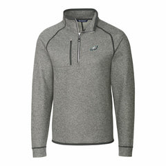 Philadelphia Eagles Cutter & Buck Big & Tall Mainsail Sweater-Knit Raglan Half-Zip Jacket - Heather Gray - NFL