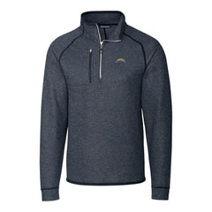 Los Angeles Chargers Cutter & Buck Big & Tall Mainsail Sweater-Knit Raglan Half-Zip Jacket - Heather Navy - NFL