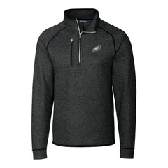 Philadelphia Eagles Cutter & Buck Big & Tall Mainsail Sweater-Knit Raglan Half-Zip Jacket - Heather Charcoal - NFL