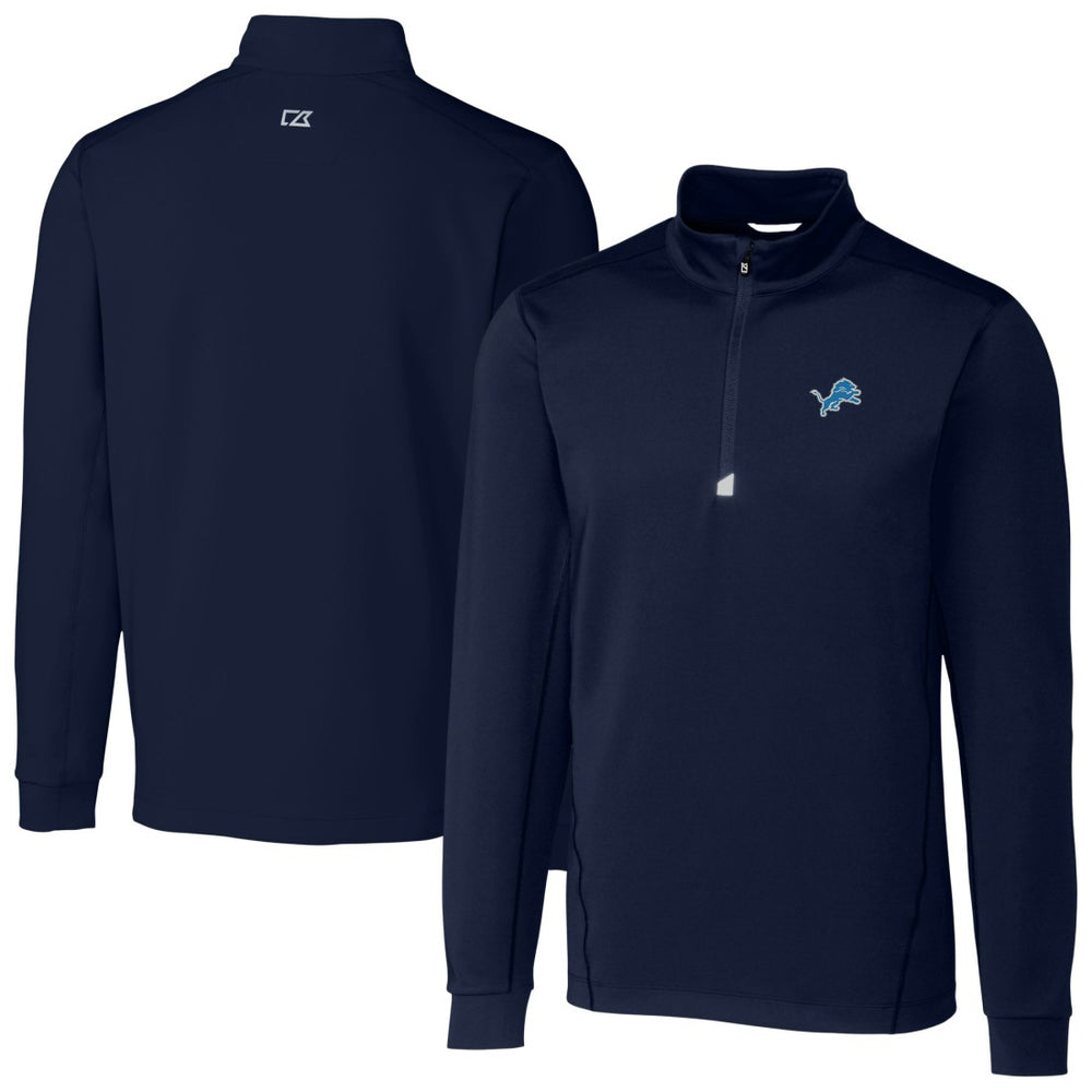 Detroit Lions Cutter & Buck Big & Tall Traverse Stretch Quarter-Zip Top - Navy - NFL
