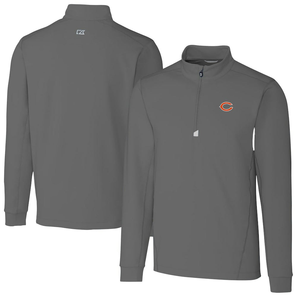 Chicago Bears Cutter & Buck Big & Tall Traverse Stretch Quarter-Zip Top - Gray - NFL