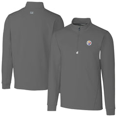 Pittsburgh Steelers Cutter & Buck Big & Tall Traverse Stretch Quarter-Zip Top - Gray - NFL