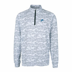 Detroit Lions Cutter & Buck Big & Tall Traverse Eco Camo Tri-Blend DryTec Quarter-Zip Jacket - Charcoal - NFL
