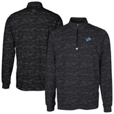 Detroit Lions Cutter & Buck Big & Tall Traverse Eco Camo Tri-Blend DryTec Quarter-Zip Jacket - Black - NFL