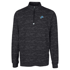 Detroit Lions Cutter & Buck Big & Tall Traverse Eco Camo Tri-Blend DryTec Quarter-Zip Jacket - Black - NFL