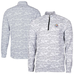 Pittsburgh Steelers Cutter & Buck Big & Tall Traverse Eco Camo Tri-Blend DryTec Quarter-Zip Jacket - Charcoal - NFL