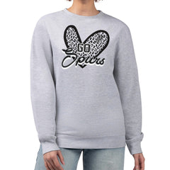 San Antonio Spurs G-III 4Her by Carl Banks Women's Leopard Heart Fleece Pullover Sweatshirt Heather Gray