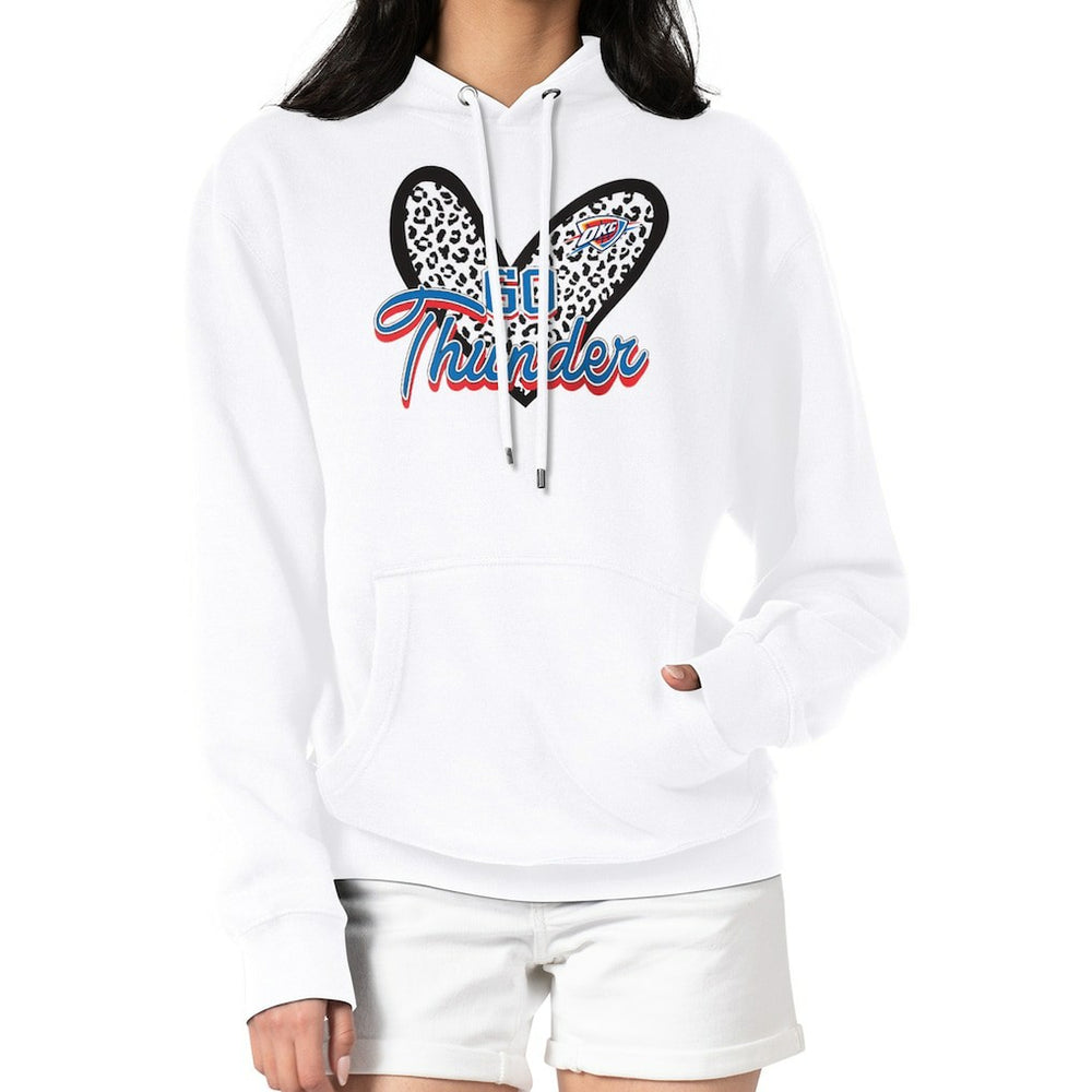 Oklahoma City Thunder G-III 4Her by Carl Banks Women's Leopard Heart Graphic Fleece Pullover Hoodie White