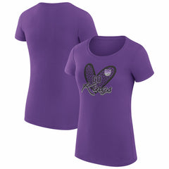 Sacramento Kings G-III 4Her by Carl Banks Women's Super-Slim Fit Lightweight Leopard Heart T-Shirt Purple