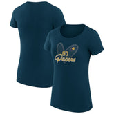 Indiana Pacers G-III 4Her by Carl Banks Women's Super-Slim Fit Lightweight Leopard Heart T-Shirt Navy